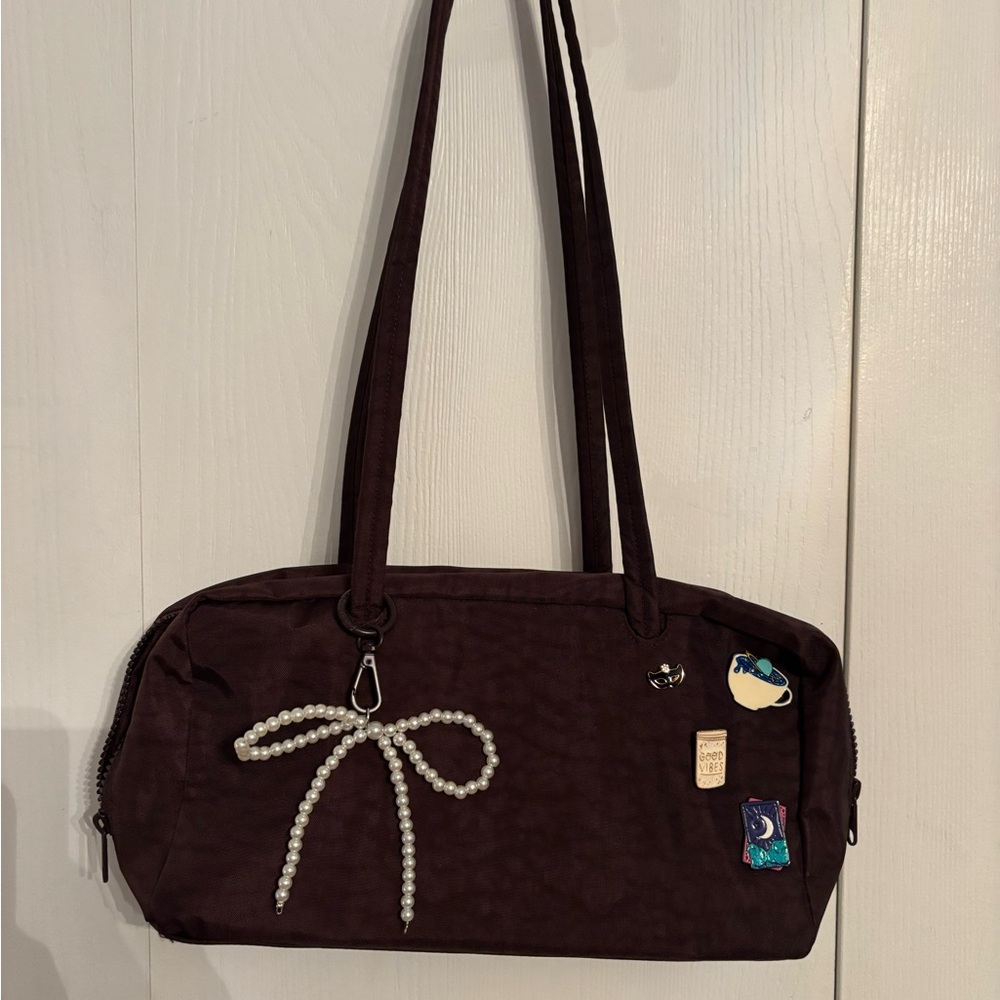 BAGGU Nylon Bowler Bag - Chocolate Plum
